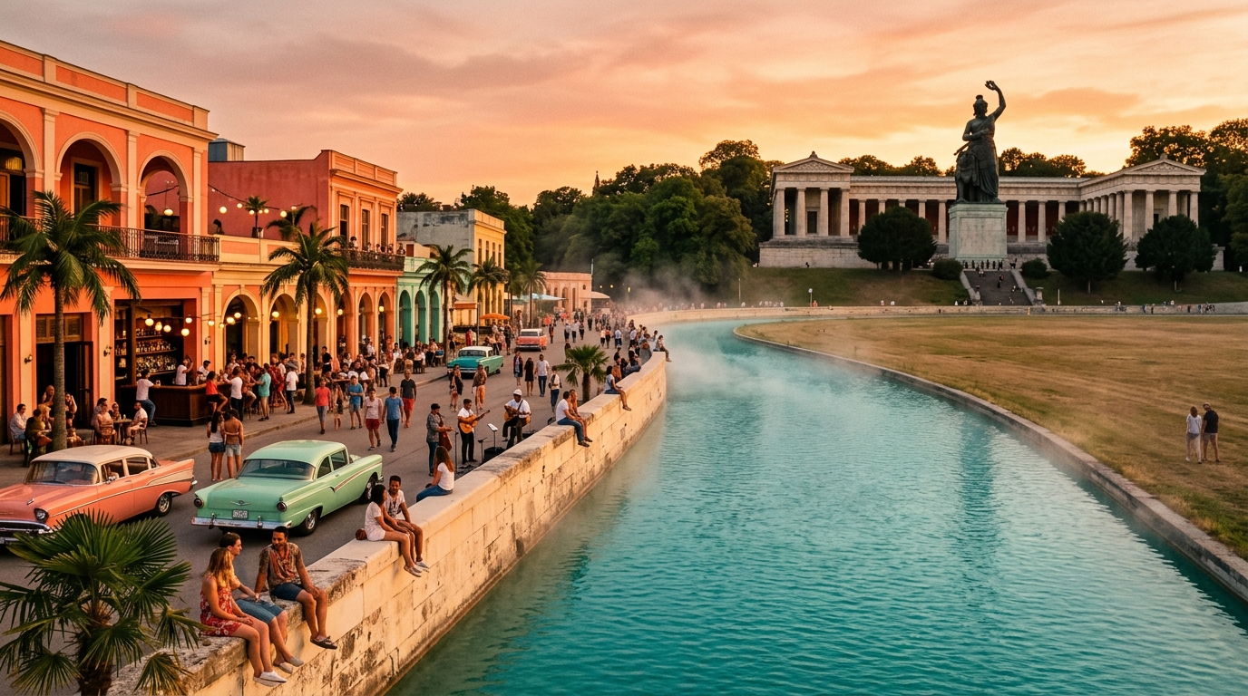 El Malecón at golden hour on Theresienwiese